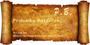 Prohaska Balázs névjegykártya